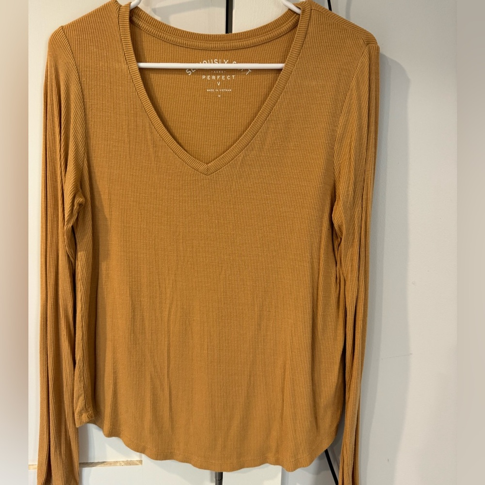 American Eagle, long sleeve yellow top